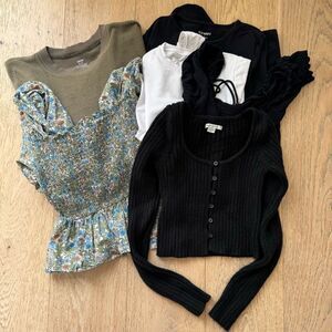 Bundle Aerie American Eagle Mango Button Up Cardigan Bodysuit Size Small Black